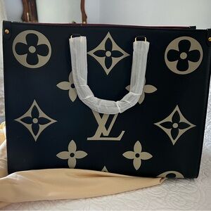 Louis Vuitton Black & Tan MM OnTheGo Bicolor Monogram Empriente Giant Tote Bag
